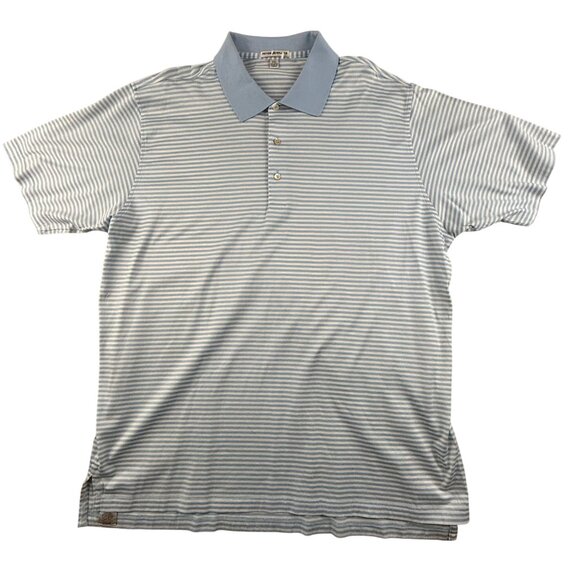 Peter Millar Polo Shirt Men's XXL Classic Fit Short Sleeve Golf Blue Stripe - Picture 1 of 10